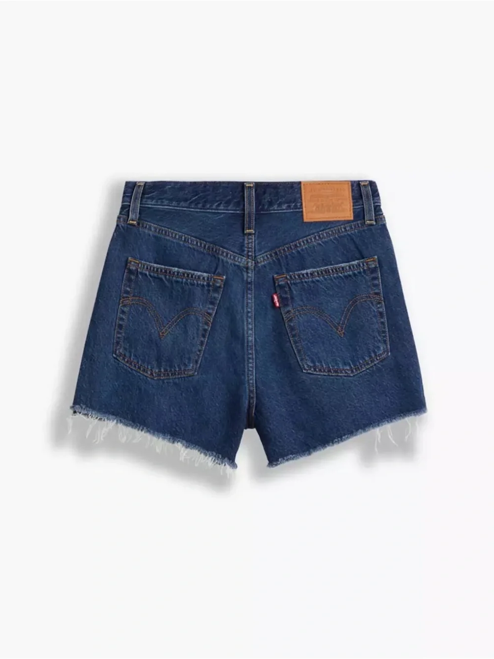 LEVI’S Premium Ribcage Denim Shorts High Rise Dark Wash Raw Hem Size 24